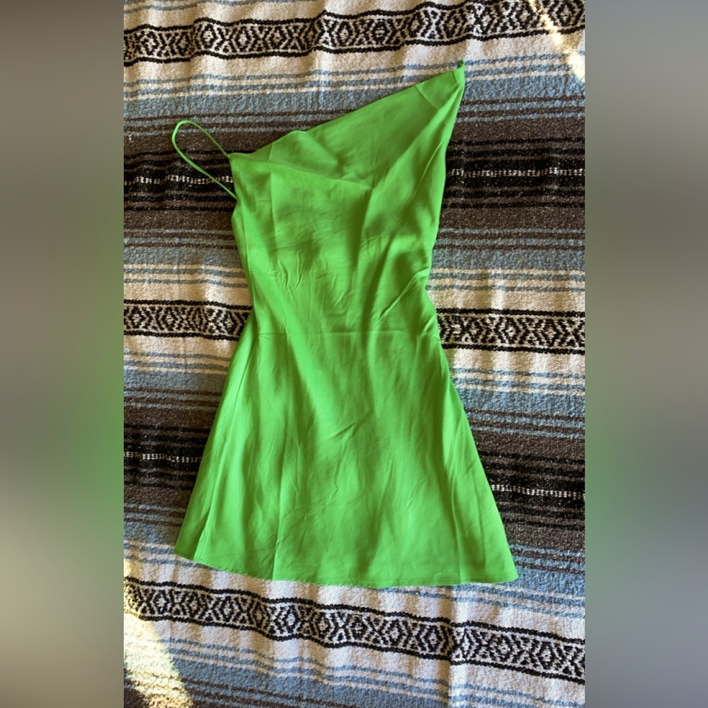 Neon Green Cowl Dress